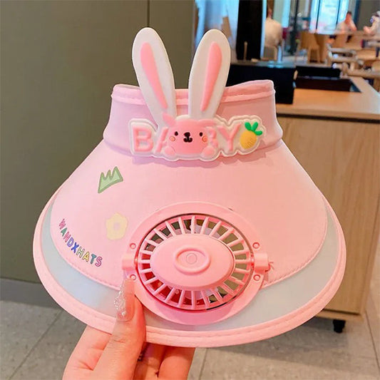 Stay Cool and Stylish with our Animal-Themed Summer Sun Visor Cap: Adjustable Strap and Built-in Fan - Kidspark